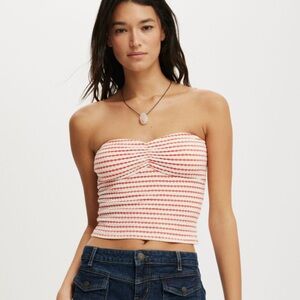 Coral and White Tube Top